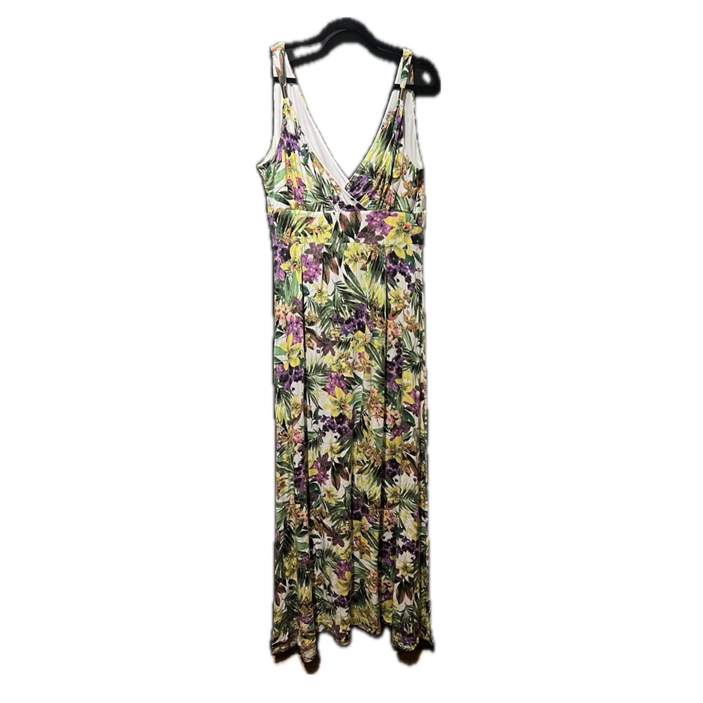 JENNIFER LOPEZ STRETCH KNIT MAXI DRESS PURPLE/Yellow, SZ XL